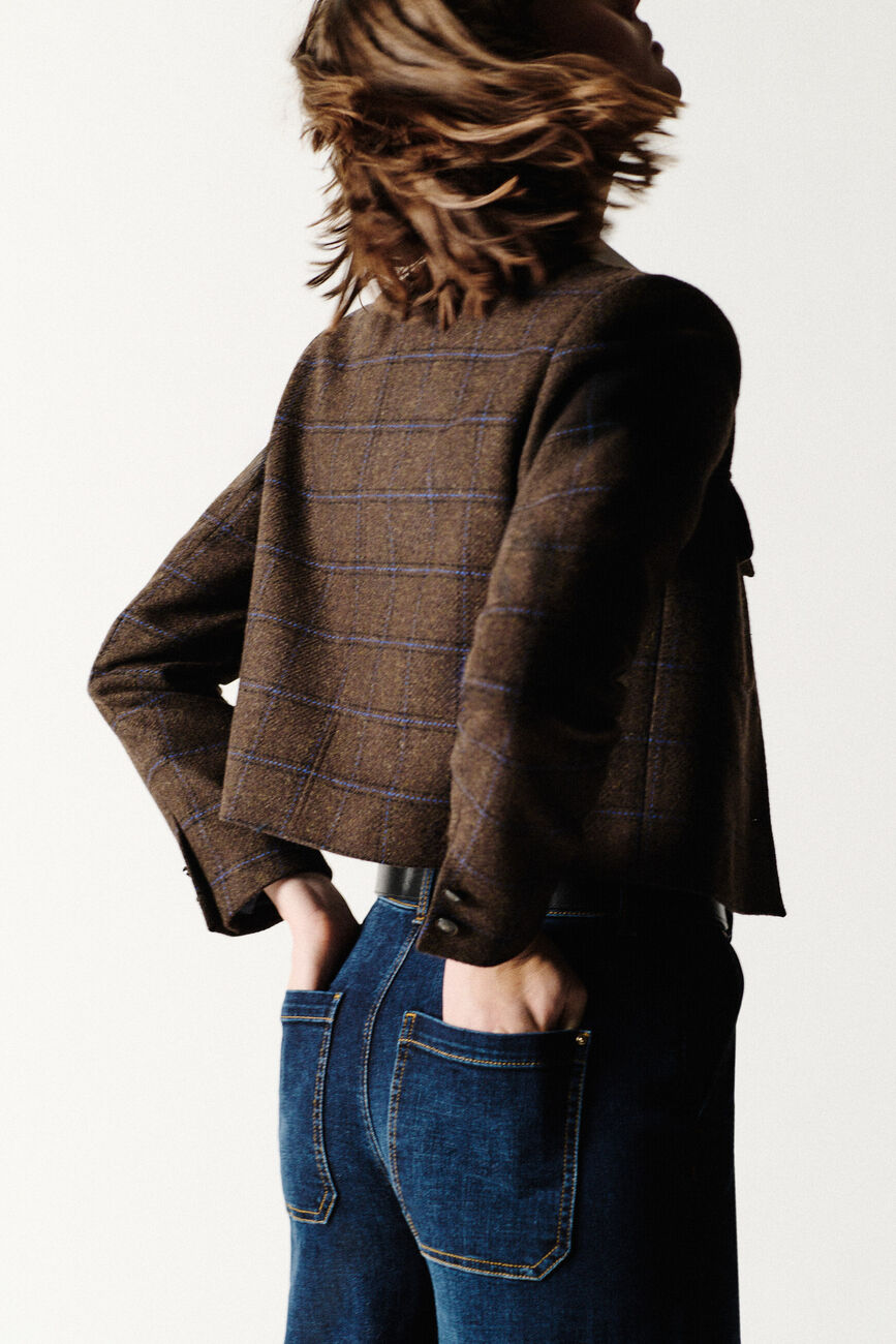 Jaqueta Valmont Carreaux marrom chocolate mulher