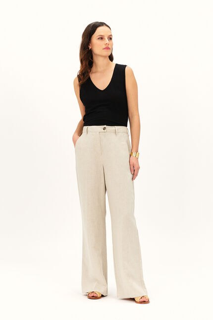 Pantalon paix beige femme