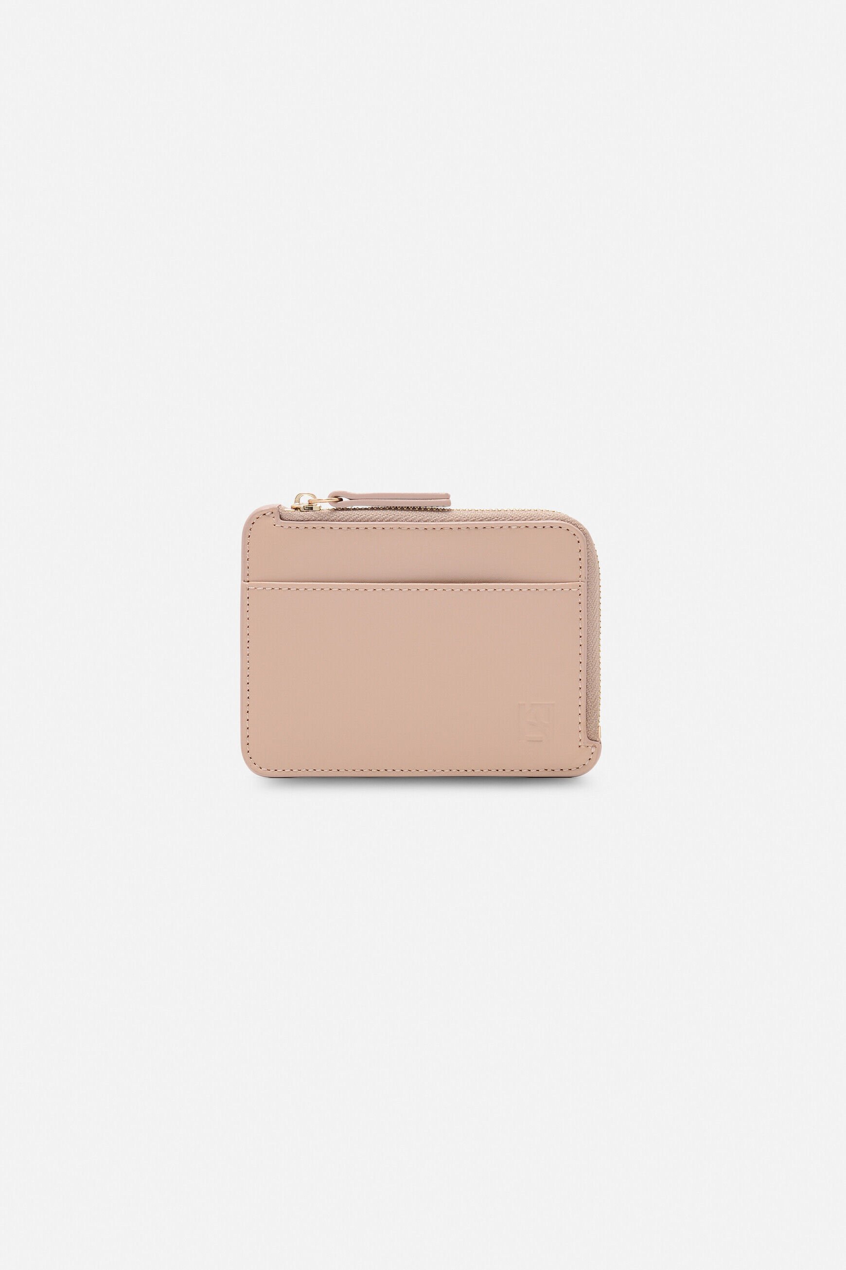 Porte-cartes stanley en cuir naturel rose pastel femme