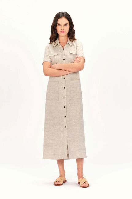 Abito rlaurie 100% lino sabbia donna