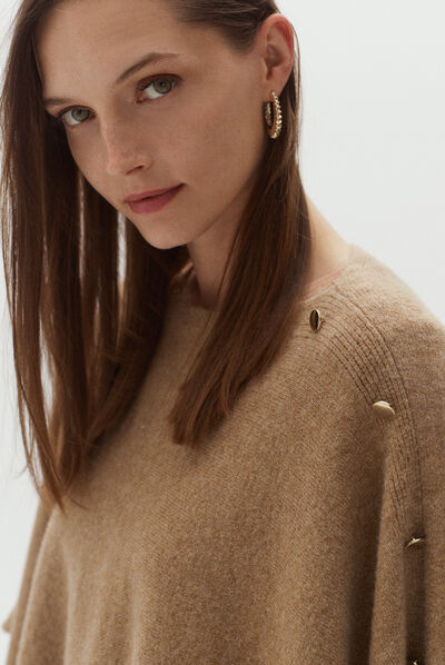 poncho lisa b camel femme