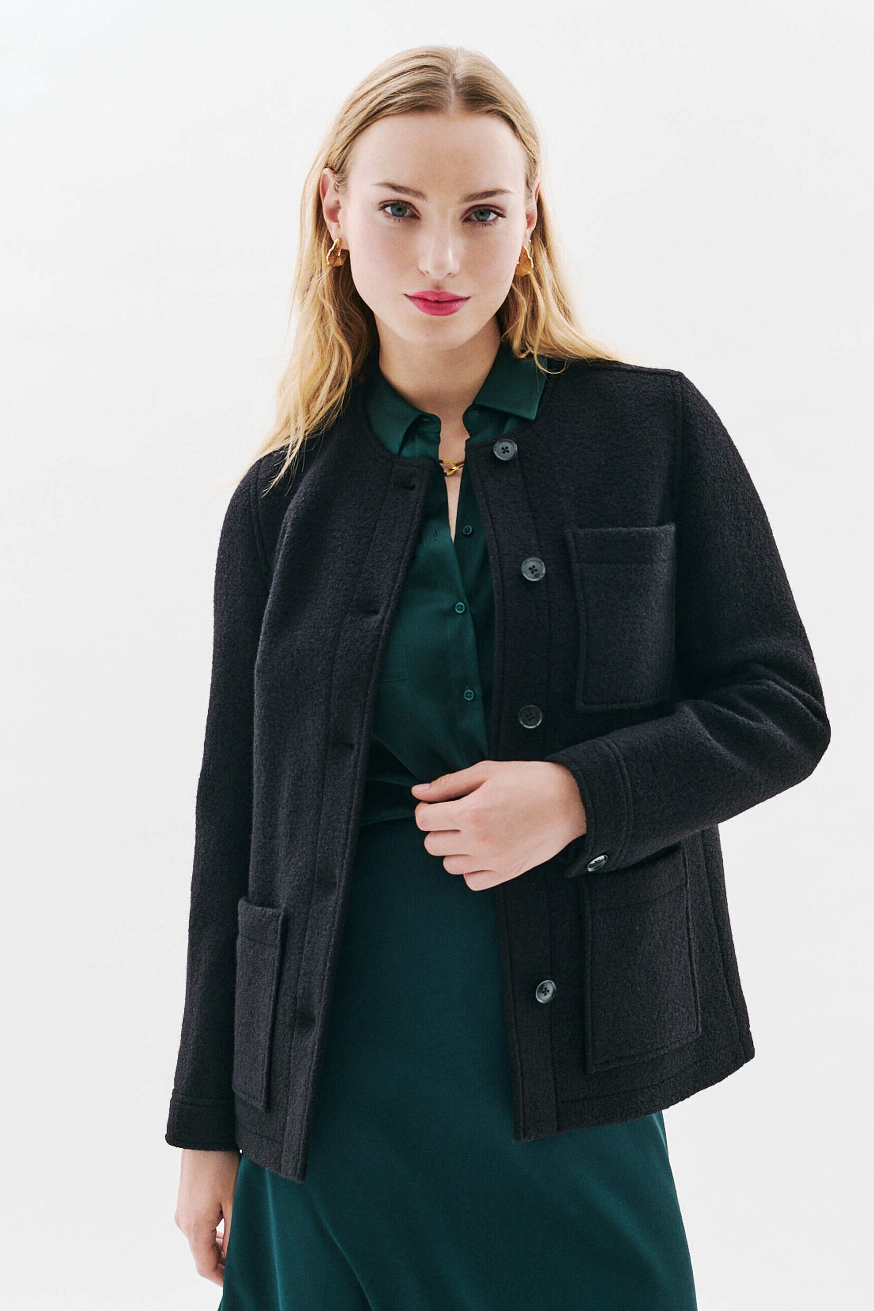Veste Vaillance 100% laine noir femme