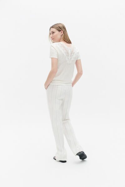 Tee-shirt camelia blanc femme