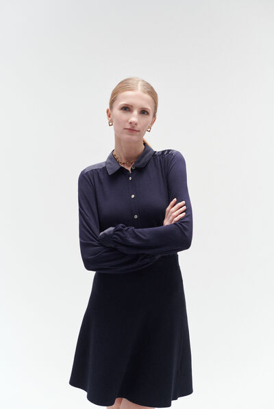 Jupe milena en maille bleu marine femme