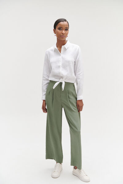 Pantaloni Romsey ampi verde cachi donna
