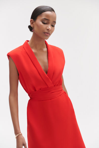 Robe zina cache-cœur rouge femme