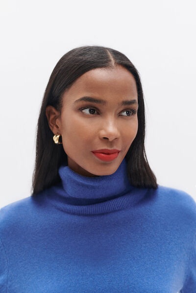 pull dylan b 100% cachemire bleu electrique femme
