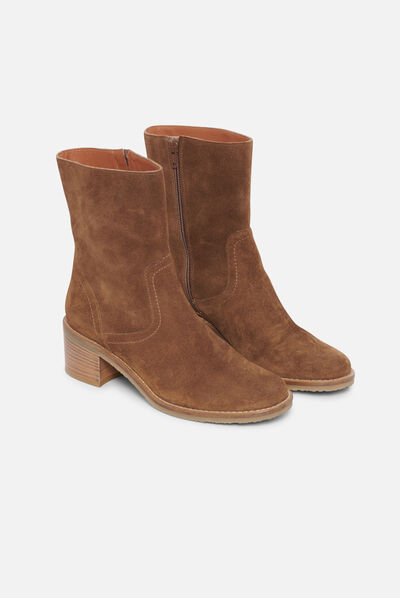 botins tamara 100% couro camel mulher