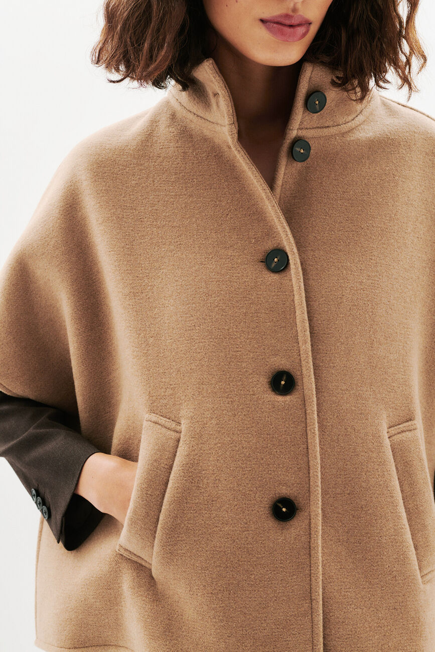 Poncho Holan camel femme