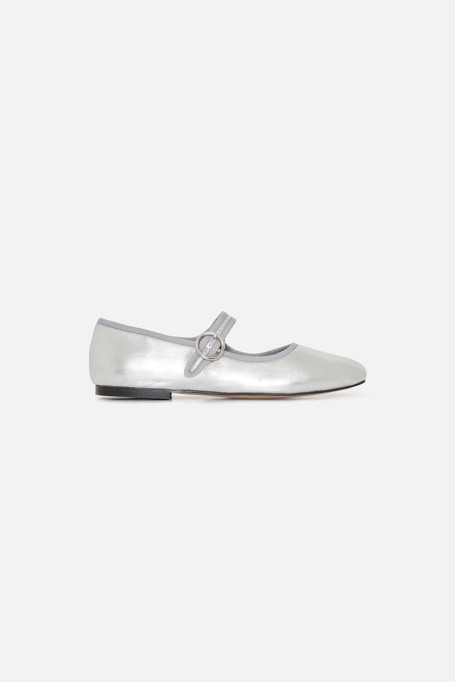 Ballerines Sara2 en cuir naturel gris argent femme