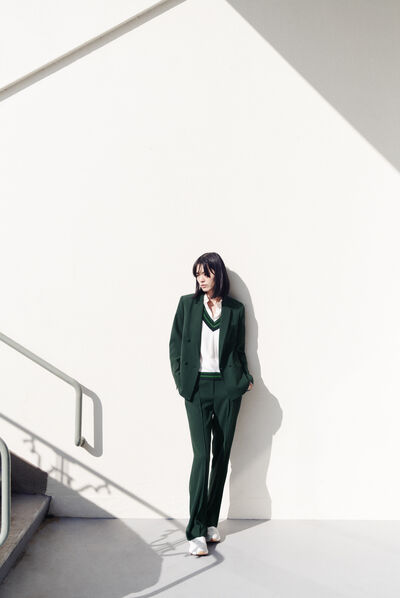 Pantalon paolino vert fonce femme