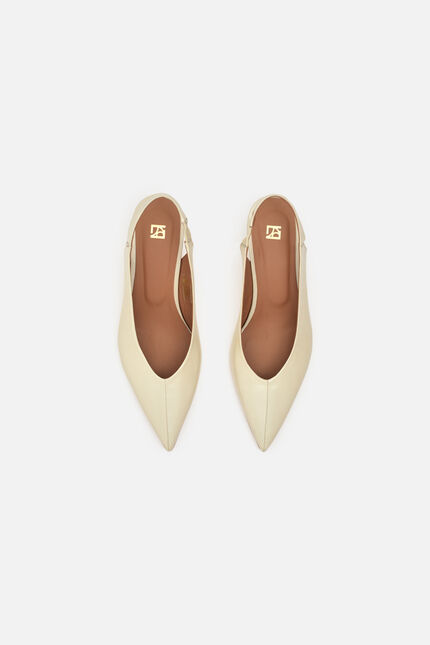Sandalias Escarpi de cuero natural crema mujer