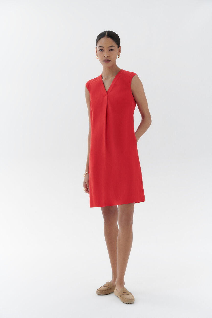 robe pamela 100% lin rouge femme