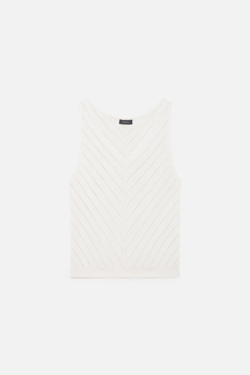 Pull manel blanc femme