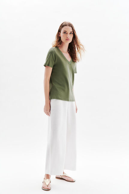 Camiseta jin verde caqui mujer
