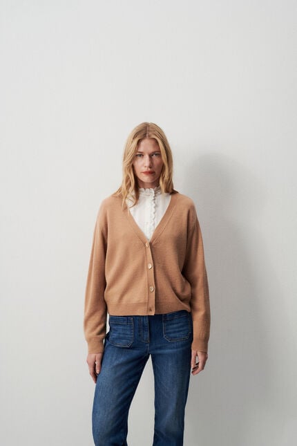 milou 100% wool cardigan camel woman