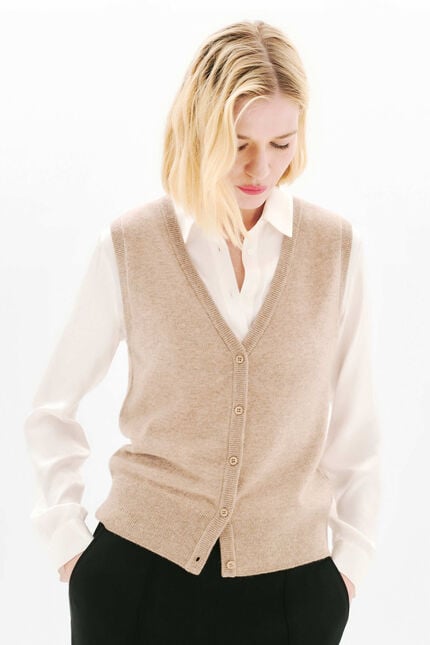 Gilet milou marron clair femme