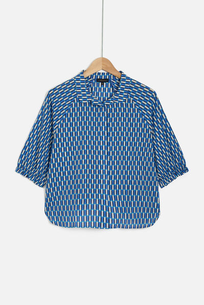 Camisa de cebra con estampado gráfico azul mujer