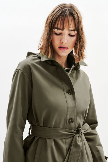 Trench gabardine vert kaki femme