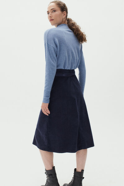 jupe lucia velours bleu marine femme