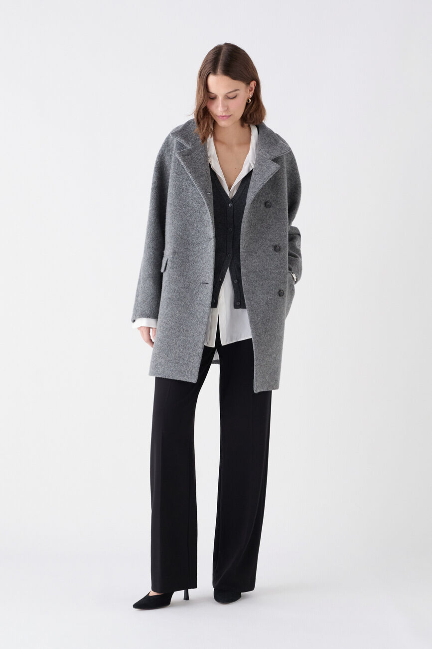 Manteau Gerome 100% laine gris clair femme