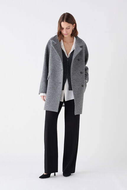 Manteau Gerome 100% laine gris clair femme