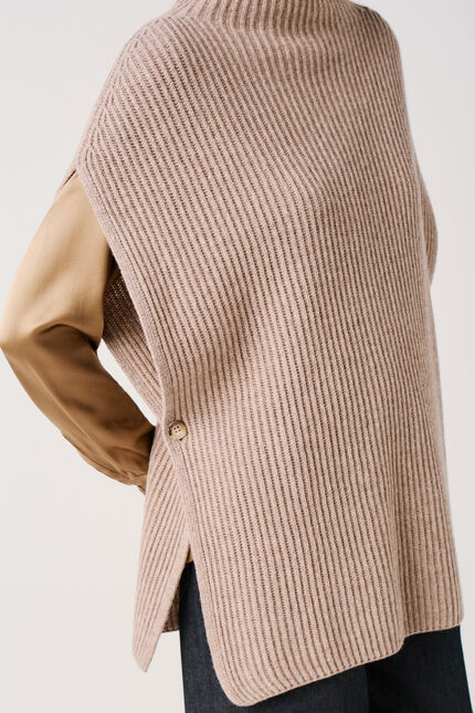 Poncho halba taupe femme