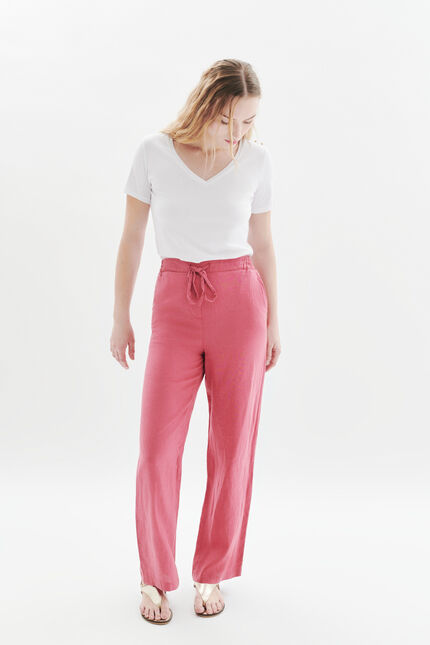 Hose Pigment 100 % Leinen rouge foncé damen