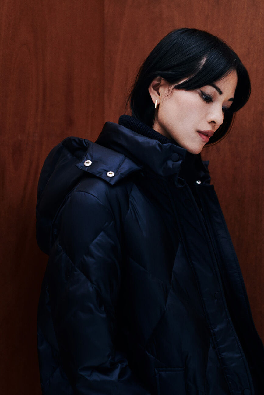 Gavone puffer coat navy blue woman