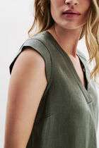 Pamela 100% linen dress khaki green woman
