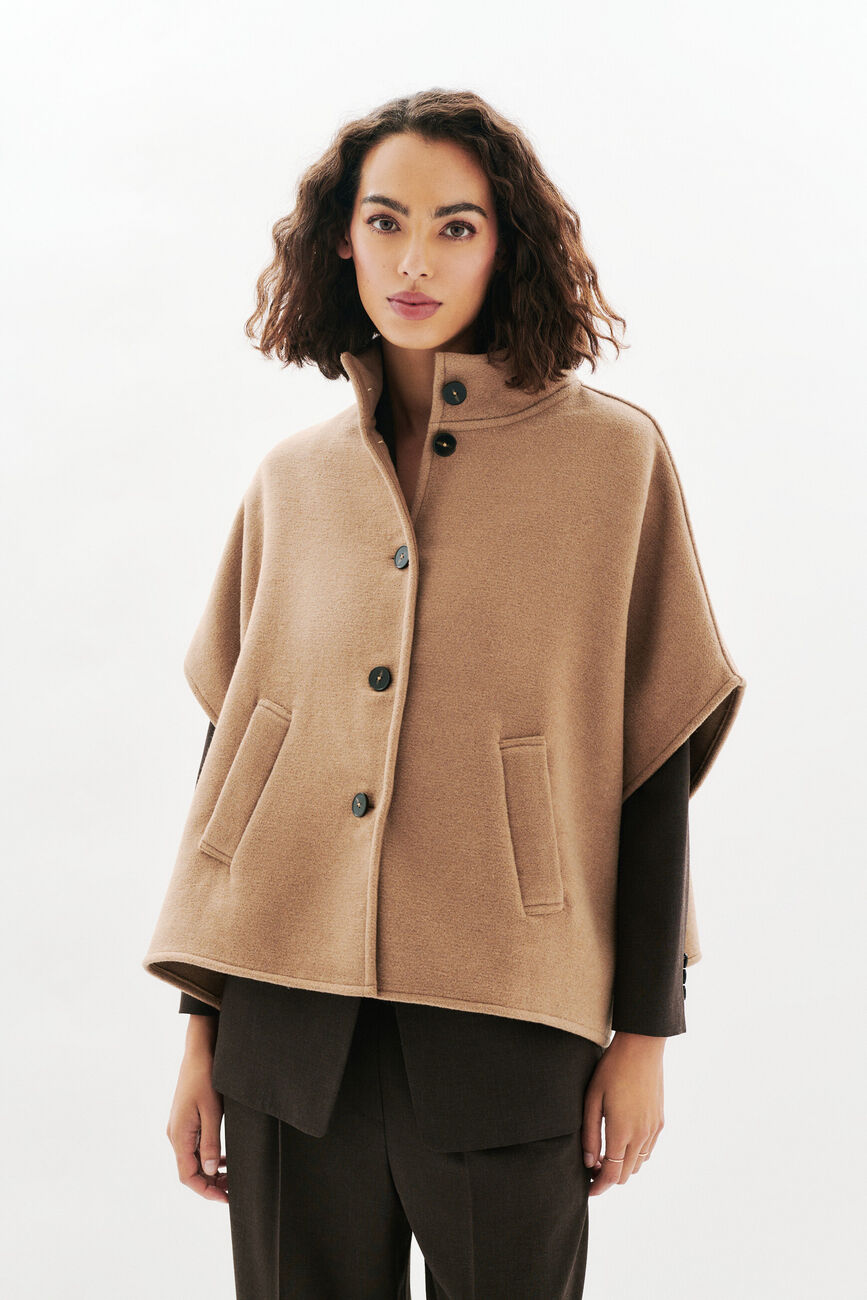 Poncho Holan camel femme