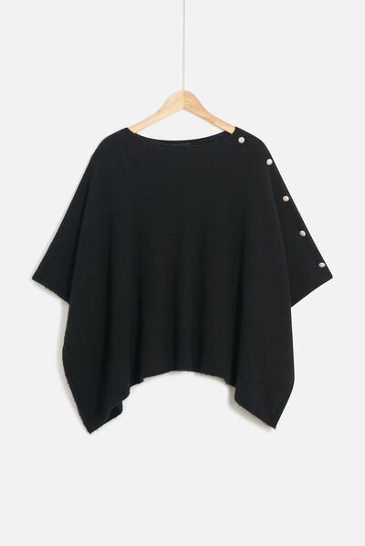 poncho lisa bijoux noir femme