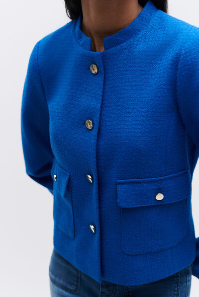 veste courte josephine bleu electrique femme