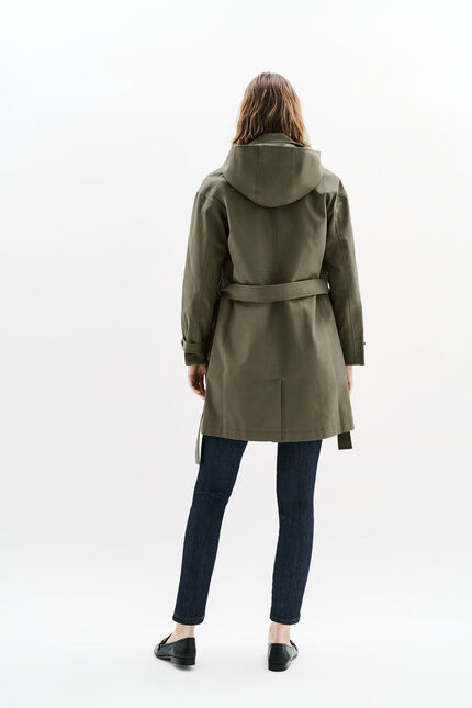 Trench gabardine vert kaki femme