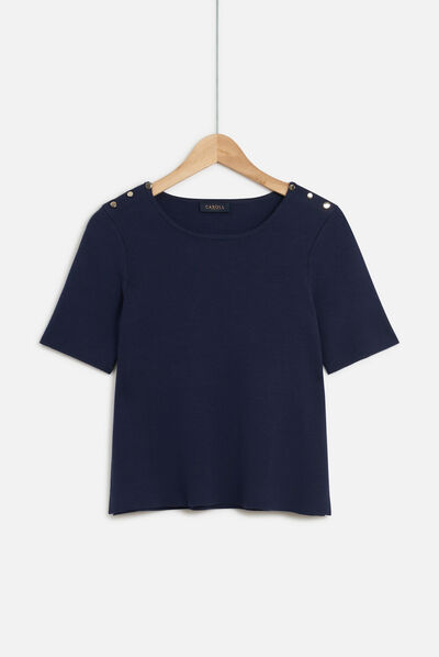 pull manolo à manches courtes bleu marine femme