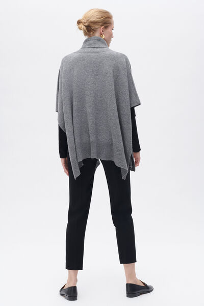 Poncho helise gris femme