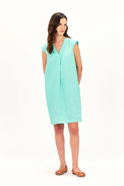 Abito Pamela 100% lino verde menta donna