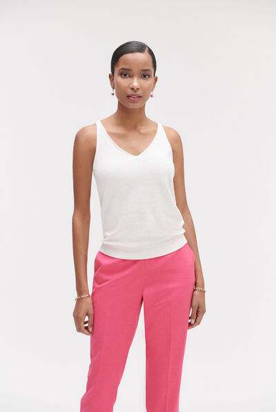Débardeur john en maille de coton ivoire femme