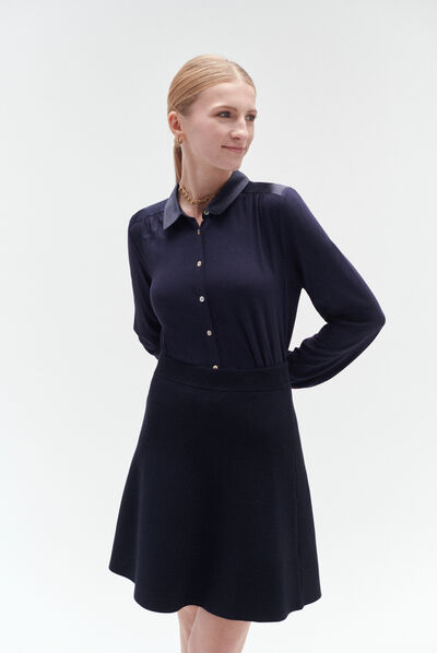 Jupe milena en maille bleu marine femme