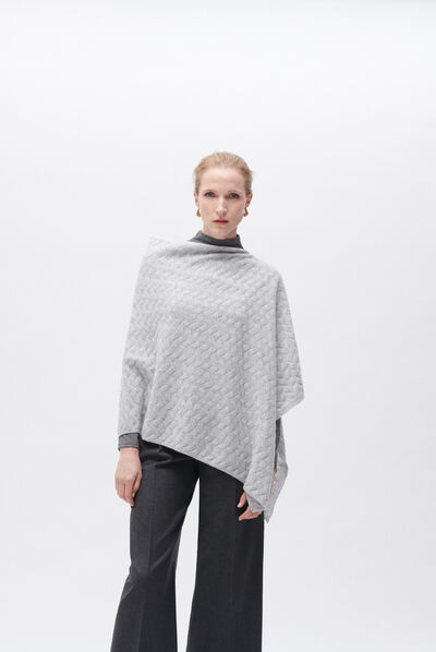 Poncho helea cinzento claro mulher