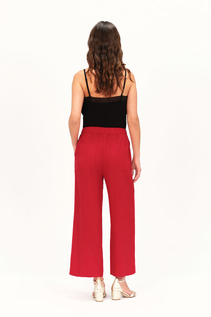 Pantalon pandi 100% lin rouge clair femme