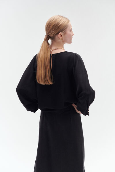 camicetta marie lou tinta unita nero donna