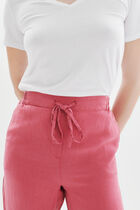Pigment trousers 100% linen dark red woman