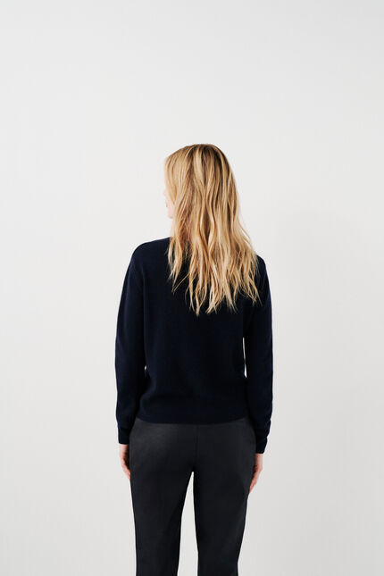 Gilet mcaroline 100 % cachemire bleu marine femme