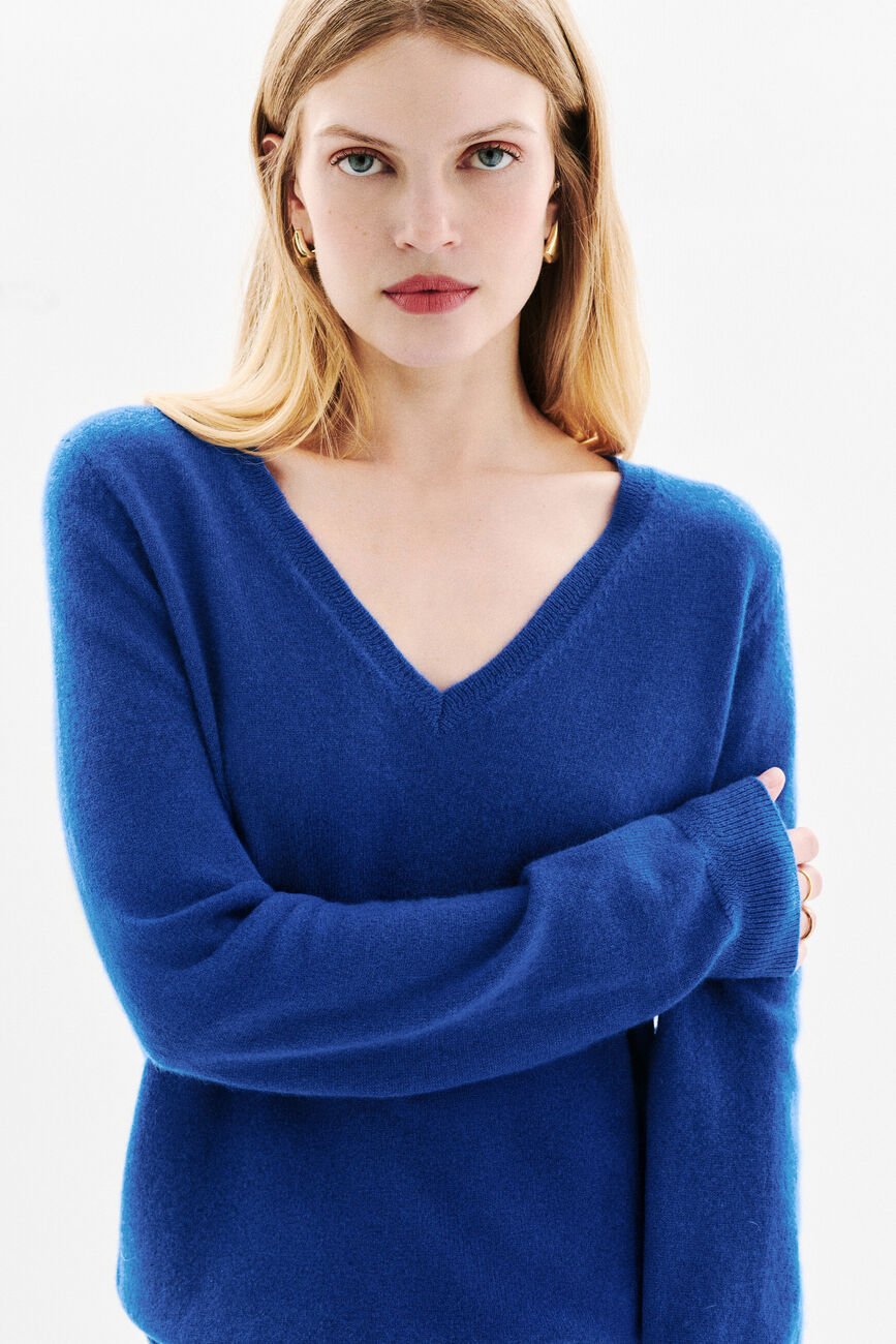 pullover marianne2 100 % kaschmir blu elettrico damen