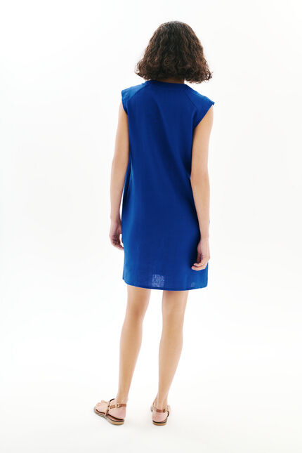 robe pamela 100% lin bleu femme
