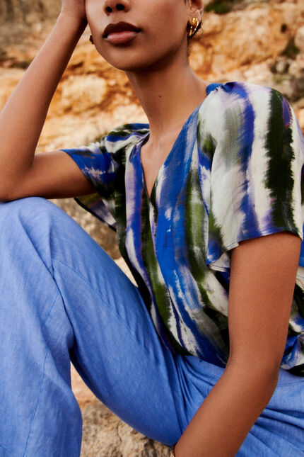 Blouse cobra bleu turquoise femme
