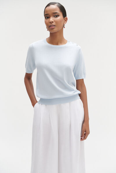Pull paco fin bleu ciel femme