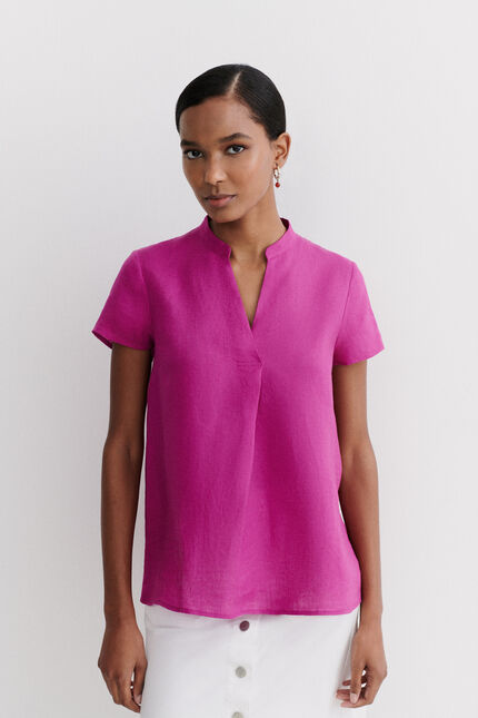 blouse kat 100% lin violet femme