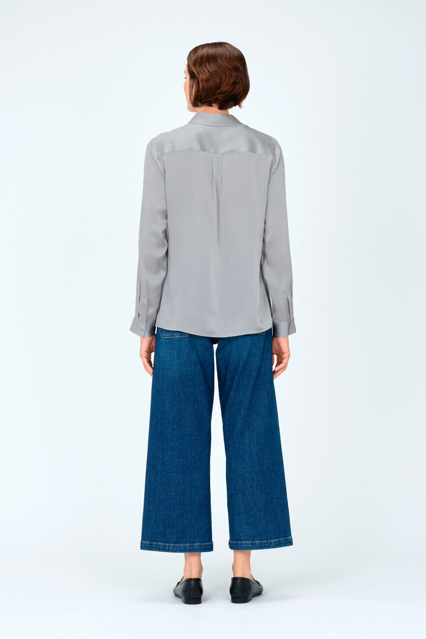 Jeanne b 100% silk shirt light grey woman